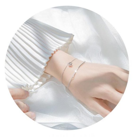 NEW 925 Sterling Silver Diamond Cube Bar Bracelet - Picture 5 of 8